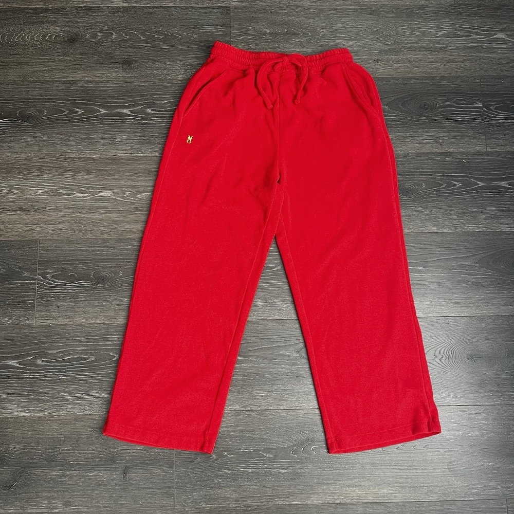 Dudley Stephens Terry Fleece Sweatpant Pull on Red Size Medium‎ Pockets Wide Leg